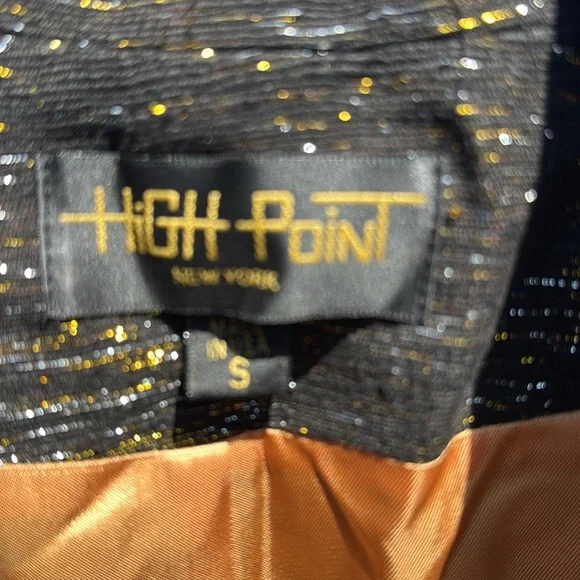 Vintage 1980s Black Silver Gold Metallic Tuxedo Jacket sz s USA made